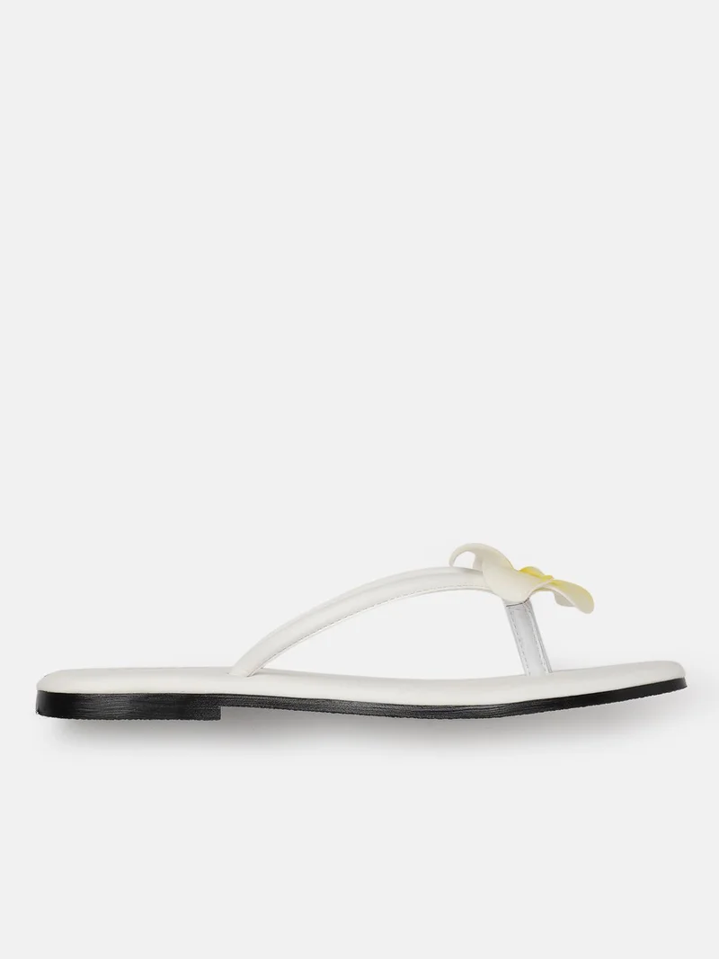ZORIWORLD  BALI White Summer Flats for Women - Memory Foam & Floral Embellishment for Women | Best Price UAE