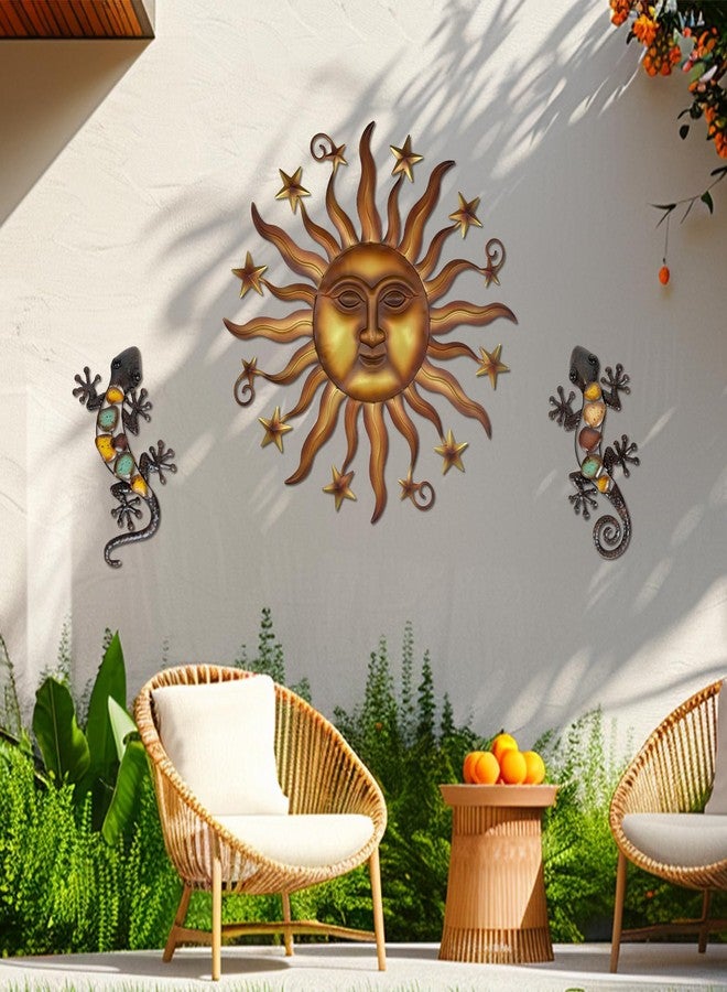 Liffy 24" Sun Metal Wall Art Outdoor Decor - 3D Sun Face Metal Wall Sculpture - Hanging Decoration Gift Ideal for Home Accent, Bedroom, Garden, Patio, Farmhouse - Lively and Vibrant - Image 5