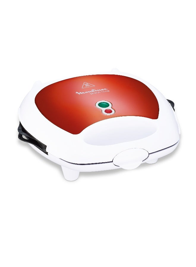 MOULINEX Ezclean Sandwich Maker, 700 Watts, Non-Stick  Red, Plastic, Sw612543 700 W SW612543 Red/White - Image 1