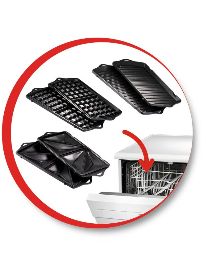 MOULINEX Ezclean Sandwich Maker, 700 Watts, Non-Stick  Red, Plastic, Sw612543 700 W SW612543 Red/White - Image 5