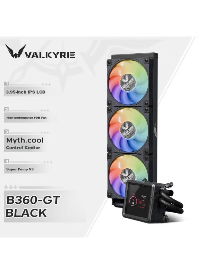 Valkyrie B360-gt Vk All-in-one Cpu Liquid Cooler 3.95-inch Ips Lcd Display Multi-platform Support Argb Lighting Effects One-line Ventilation Fan - Image 1