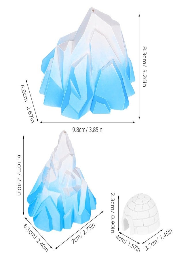 Toddmomy Mini Arctic Igloo and Iceberg Figurines Set 3.85X3.26X2.67In Aquarium Decor Micro Landscape Tiny Glacier Models for Fish Tank and Home Office - Image 2