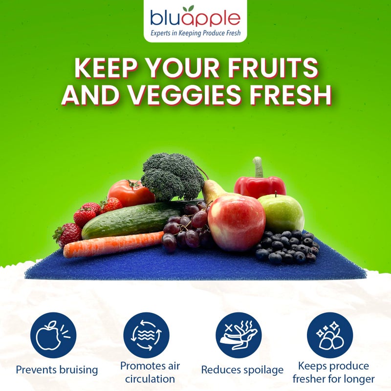 Bluapple FreshMats, Refrigerator Bin Liner, Fridge Drawer Mats, Crisper Life Extender Liner Keeps Produce Fresh Longer, Anti-Bruising, for Air Circulation, Washable & Reusable (4-Mats, 12x15, Yellow) - Image 2