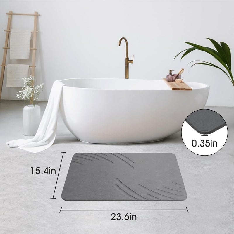 ZIKIBL Stone Bath Mat Diatomaceous Earth Shower Mat Non-Slip Super Absorbent Diatomite Stone Mats for Bathroom Floor/Ktichen Cuonter Quick-Drying Easy to Clean - Image 2
