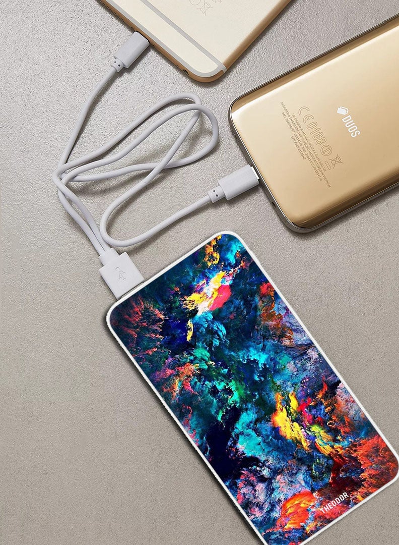 Theodor 10,000 mAh Super Fast Charging Ultra Compact Power Bank with Quick Charge & Power Delivery, Portable Charger For iPhone and Android Water Colour - Image 2