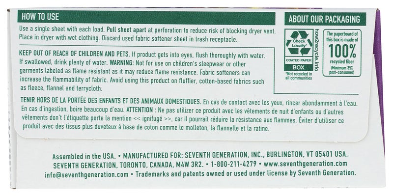 Seventh Generation, Fabric Softener Sheets Lavender, 80 Count - Image 4
