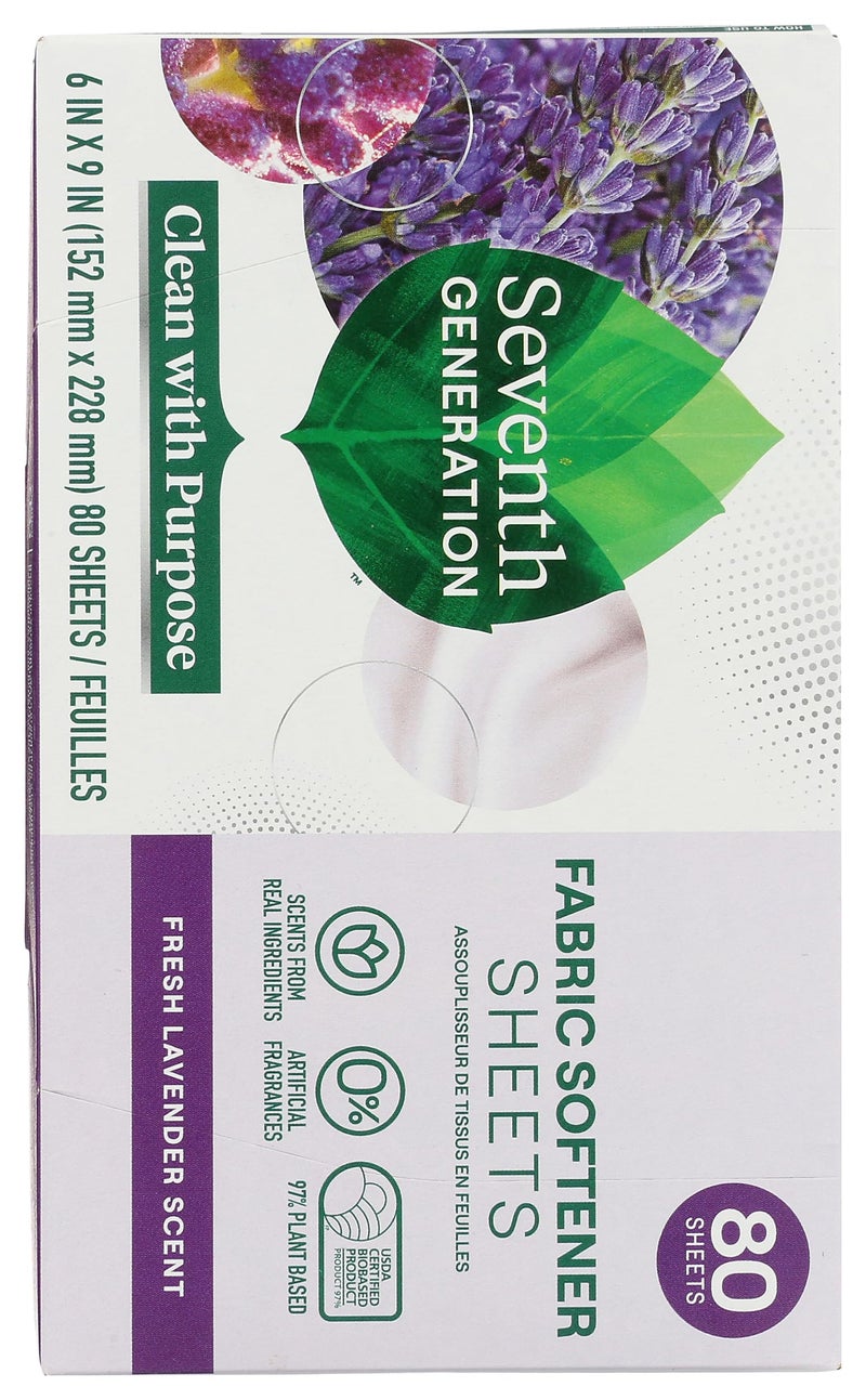 Seventh Generation, Fabric Softener Sheets Lavender, 80 Count - Image 2