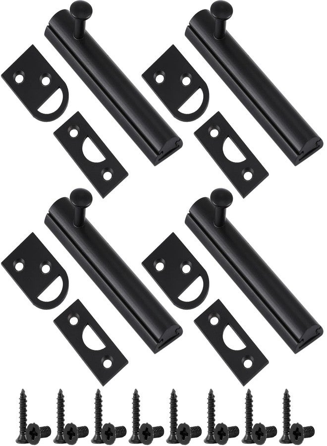 Lothee 4 Pcs Door Latches for Top of Door Solid Brass Surface Bolt 3", Door Slide Bolt Matte Black Lock - Image 1