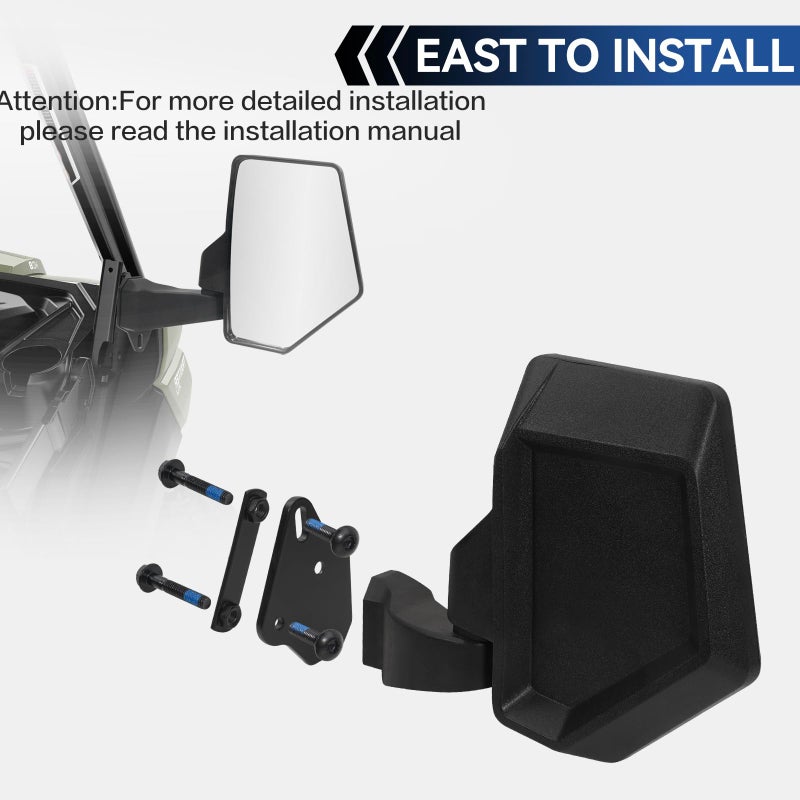 Esploratori Defender Mirror, UTV Side mirror For No Door & Half Door & Full Door, Adjustable UTV Mirrors Compatible with 2016-2025 Can Am Defender HD5 HD7 HD8 HD9 HD9 MAX (Includes 1 PCS Seat Belt Bypass) - Image 3