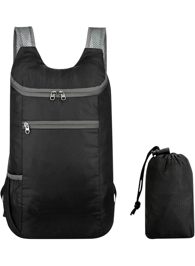 X spring Lightweight Foldable Backpack Compact Travel Backpack for Hiking Camping Outdoor Activities 35L Waterproof Packable Daypack with USB Charging Port (Black) - Image 1