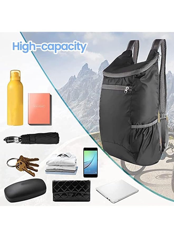 X spring Lightweight Foldable Backpack Compact Travel Backpack for Hiking Camping Outdoor Activities 35L Waterproof Packable Daypack with USB Charging Port (Black) - Image 2