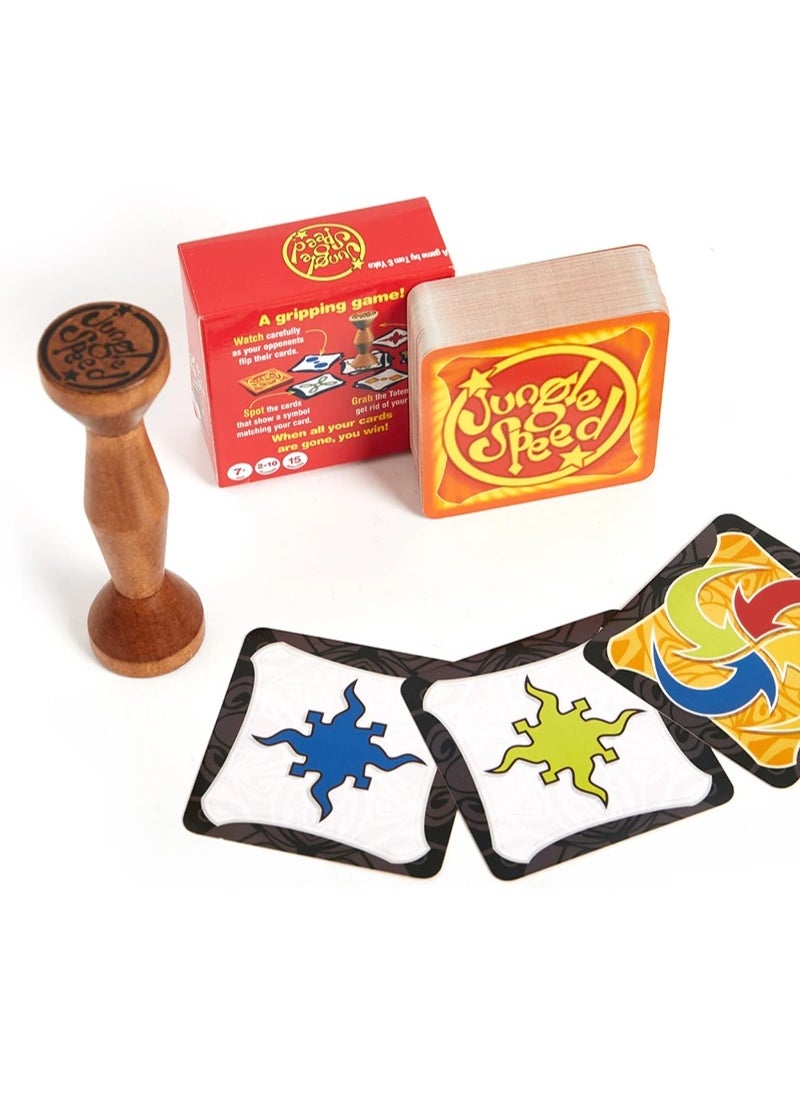 Jungle Speed Board Game Party Cards Game Brown Wood Token Run Fast Pair Forest Speed Game for Kids Family