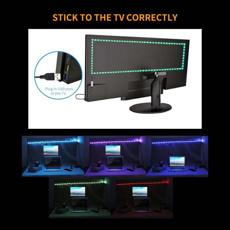LED Computer Case Strip Light Flexible RGB Lamp Tape Diode 5V Desk Screen TV Background Lighting USB Powered 3 Key Control 0.5M - Image 3