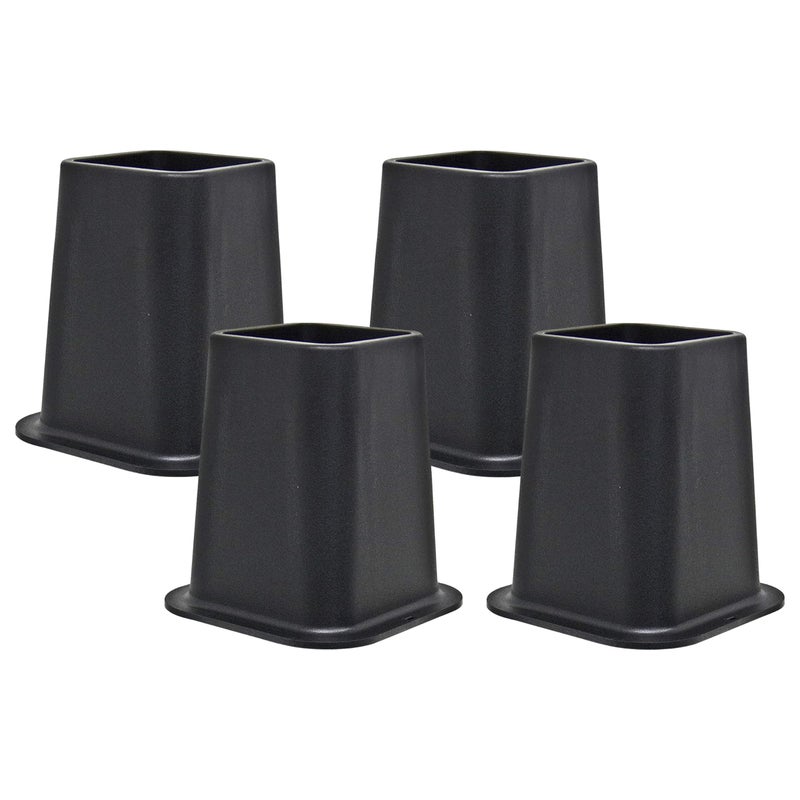 Kings Brand Furniture 6-inch Bed Risers - Set of 4 Black Heavy Duty Stackable Furniture Risers for Under Bed Storage, Desk, Sofa, Couch - Image 1