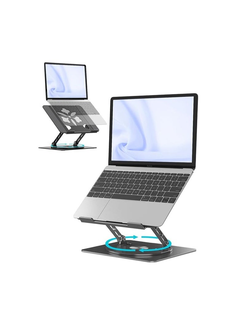 Generic Adjustable Laptop Stand with 360-Degree Rotating Base, Ergonomic Aluminum Laptop Holder for Notebooks up to 15.6 Inches – Black  - Image 1