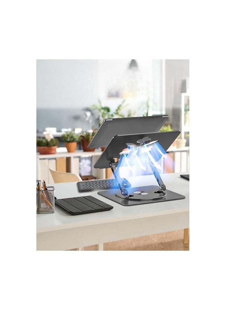 Generic Adjustable Laptop Stand with 360-Degree Rotating Base, Ergonomic Aluminum Laptop Holder for Notebooks up to 15.6 Inches – Black  - Image 2