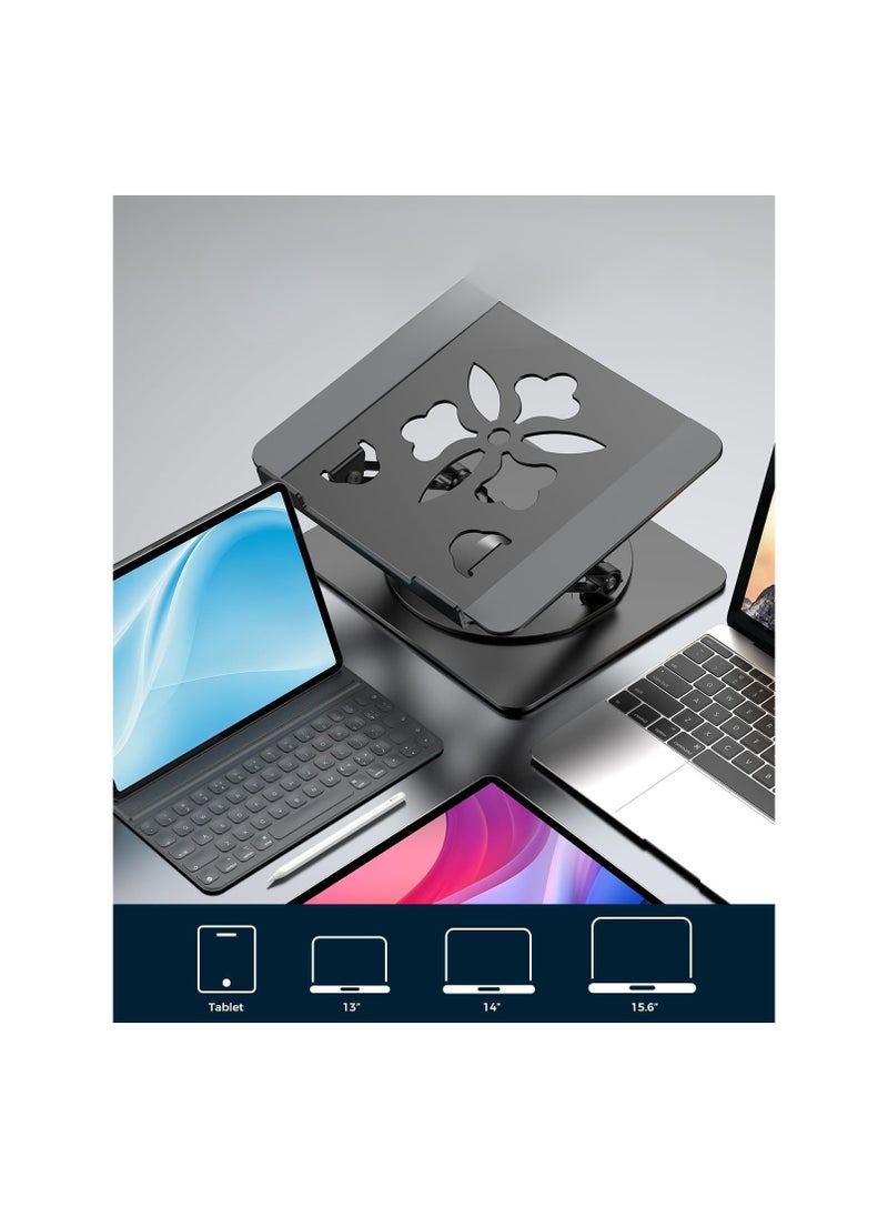 Generic Adjustable Laptop Stand with 360-Degree Rotating Base, Ergonomic Aluminum Laptop Holder for Notebooks up to 15.6 Inches – Black  - Image 3