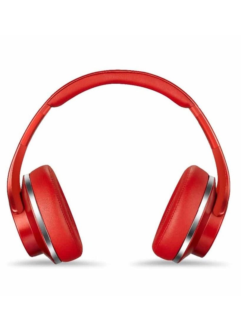 Bastec Wireless Bluetooth Headset with 2-in-1 Speaker Allows Taking Calls On The Go And Long Lasting Battery In An Elegant Design Over The Ear by Bastec Series 6 - Red  - Image 1