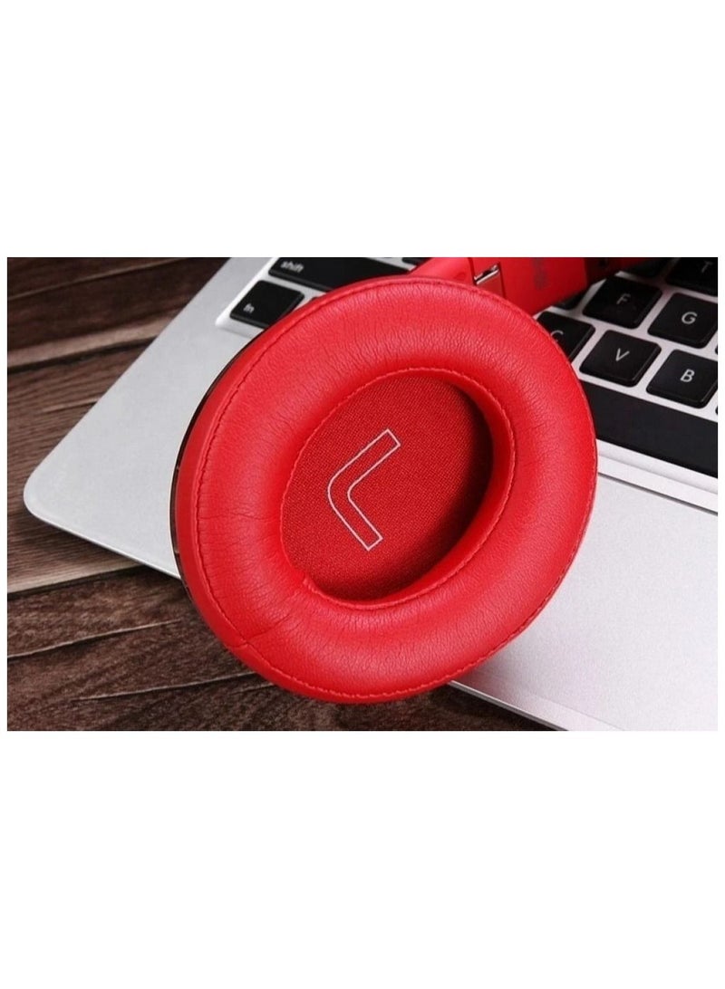Bastec Wireless Bluetooth Headset with 2-in-1 Speaker Allows Taking Calls On The Go And Long Lasting Battery In An Elegant Design Over The Ear by Bastec Series 6 - Red  - Image 5