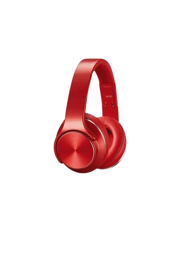 Bastec Wireless Bluetooth Headset with 2-in-1 Speaker Allows Taking Calls On The Go And Long Lasting Battery In An Elegant Design Over The Ear by Bastec Series 6 - Red  - Image 2