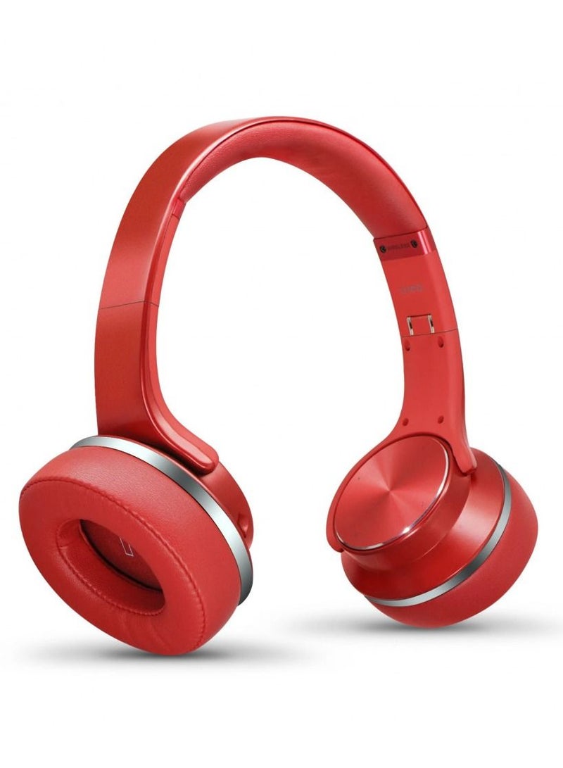 Bastec Wireless Bluetooth Headset with 2-in-1 Speaker Allows Taking Calls On The Go And Long Lasting Battery In An Elegant Design Over The Ear by Bastec Series 6 - Red  - Image 3