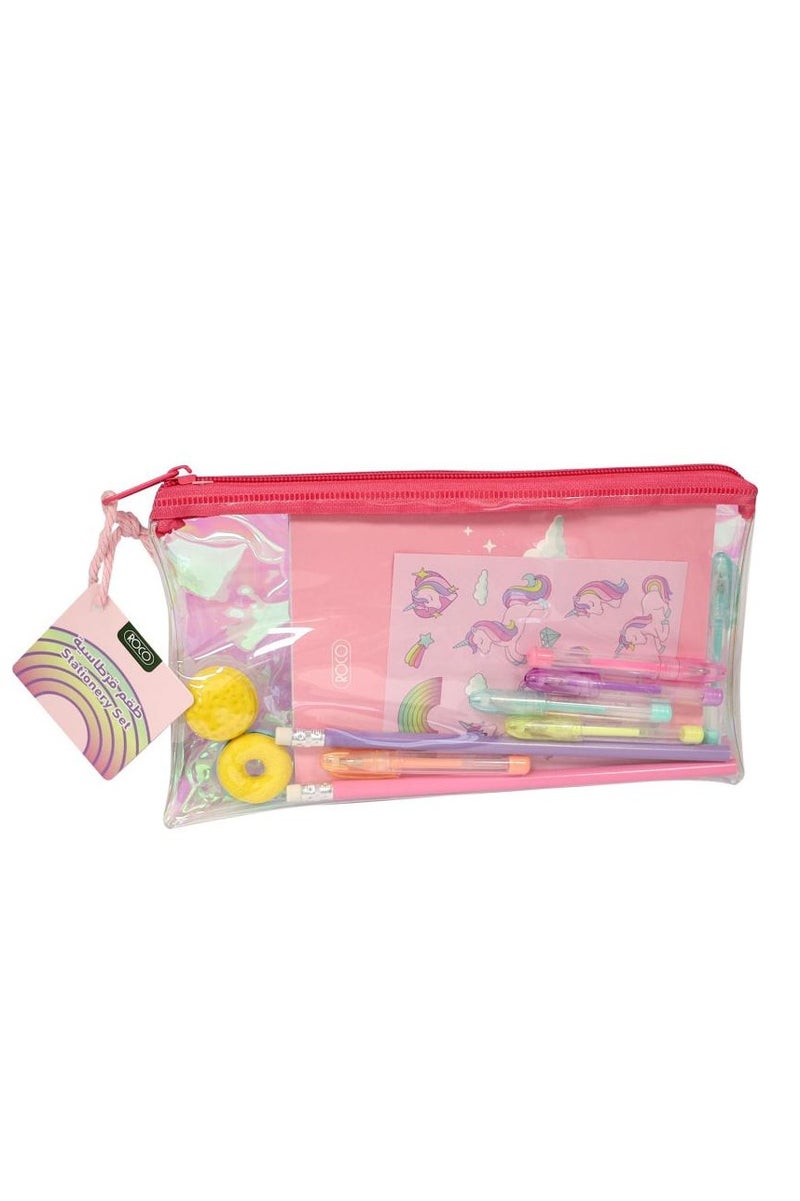 ROCO Unicorn Stationery Set 12 Pieces Pink