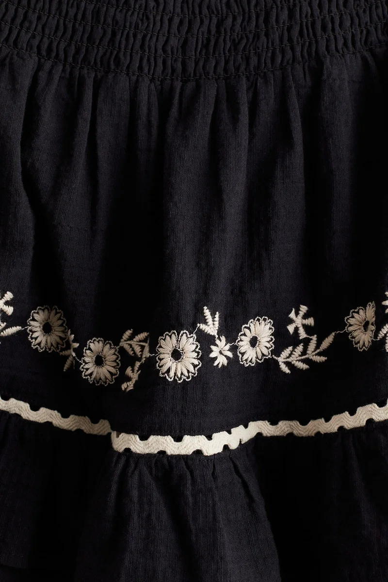 H&M Embroidery-detail cotton skirt
