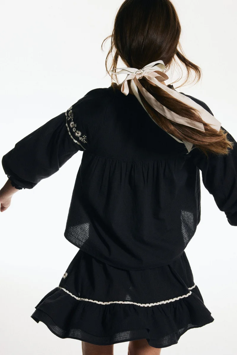 H&M Embroidery-detail cotton skirt