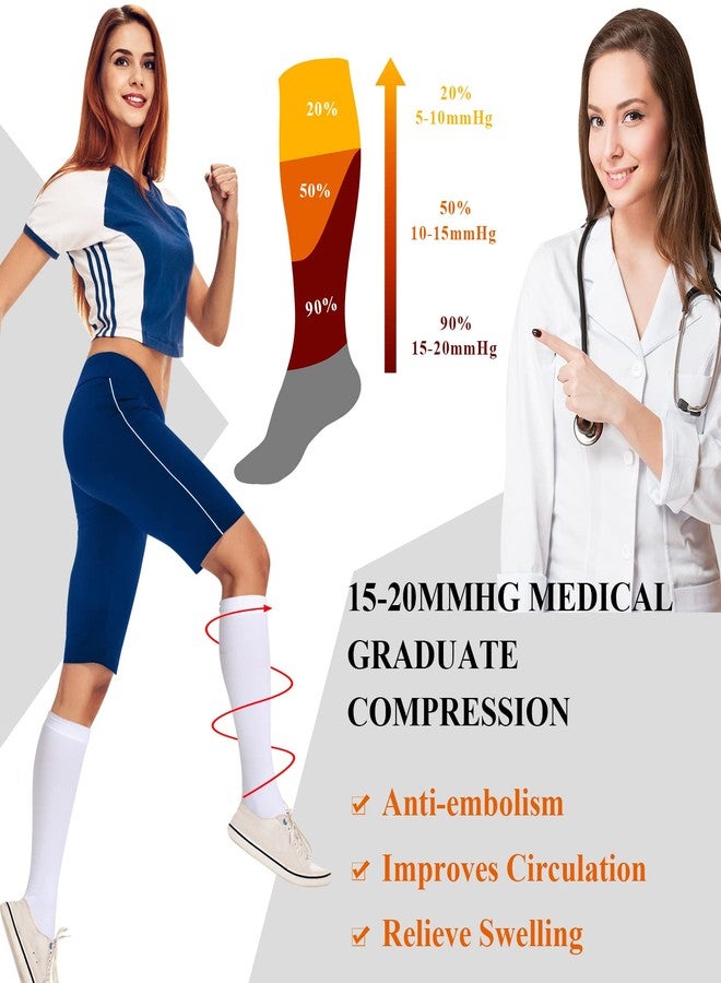 Sintege 4 Pairs Open Toe Anti Embolism Compression Stockings TED Hose 15-20mmHg Compression Socks 18mmHg Toeless Knee Socks for Women Men Swelling(L/xl) - Image 2