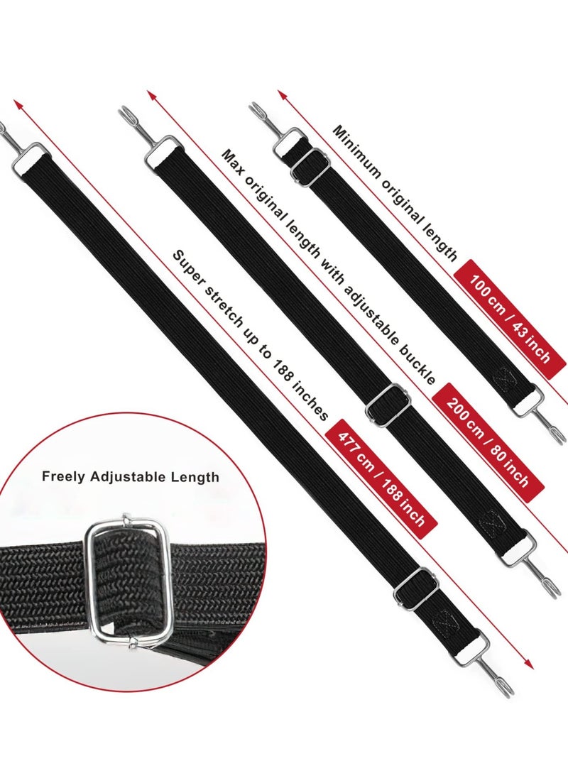 SYOSI - 4 Pack Bungee Cords With Hooks Set Black Adjustable 80" Long Flat Heavy Duty Elasticity Straps with Length Adjustment Metal Buckle Luggage Elastic Rope for Moving Cargo - Image 1