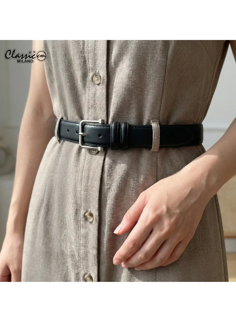 Classic Milano Classic Milano Women's Belt with Gift Box; Faux Leather Ladies Belt for Dresses, Jeans & Gowns; Stylish Womens Belt; Adjustable Girls Belt; Belt for Women | Full Length: 110 CM (Free Size - Fits up to the waist of 40 Inches / 100 CM)