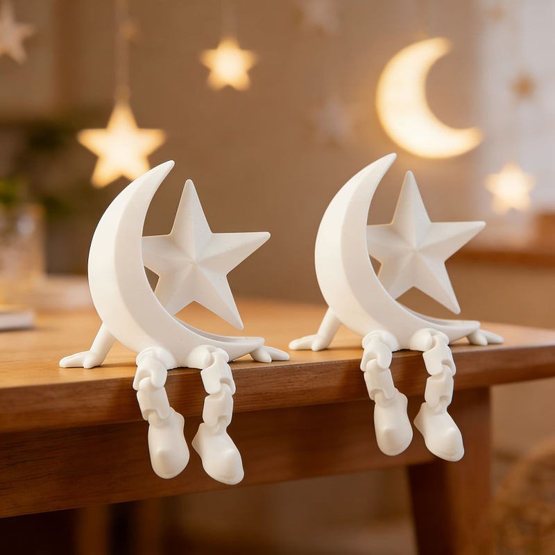 Pentagram Crescent Moon Star Figurine For Home Desktop Office Holiday Decor - Image 2