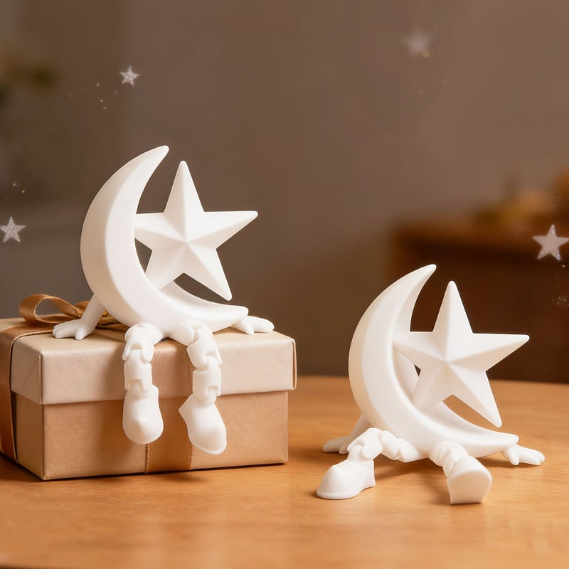Pentagram Crescent Moon Star Figurine For Home Desktop Office Holiday Decor - Image 3