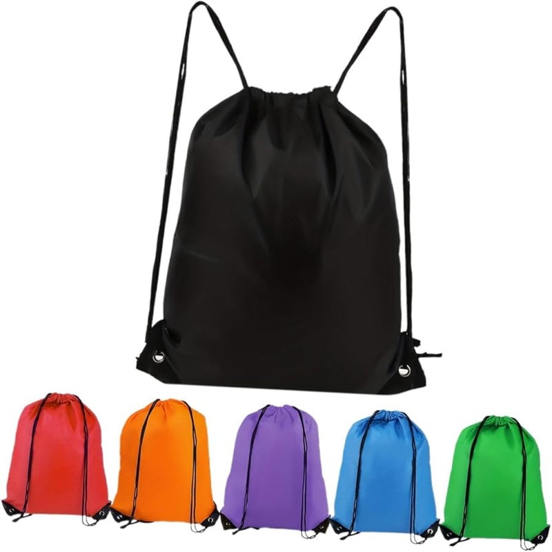 6 حقيبة ظهر مقاومة للماء بحبل سحب للمشي لمسافات طويلة والتخييم والتسوق واللياقة البدنية متعددة الألوان - Image 3