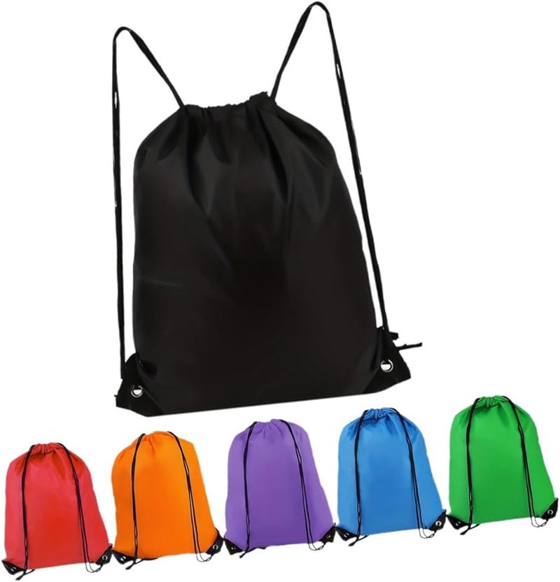 6 حقيبة ظهر مقاومة للماء بحبل سحب للمشي لمسافات طويلة والتخييم والتسوق واللياقة البدنية متعددة الألوان - Image 2