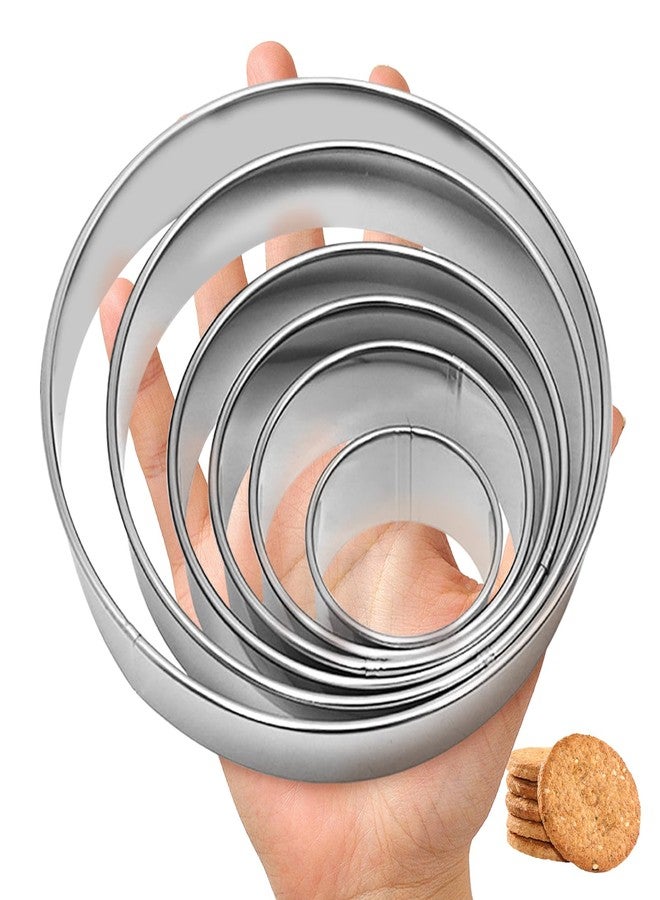 Qiyuda 6 Pcs Round Cookie Cutter Set (2, 3, 3.5, 4, 5, 6 Inch), Large Stainless Steel Circle Cookie Donut Cutte - Image 1
