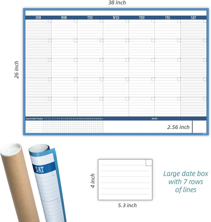 BPA Wall Calendar Undated Monthly Calendar For Home, Office, Classroom 38"x26" - Image 4