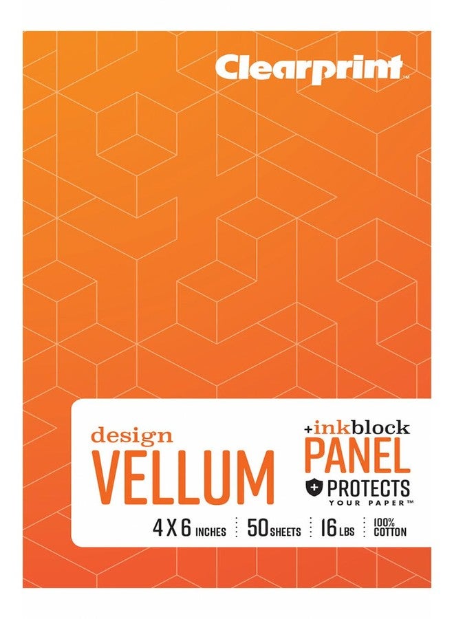 Clearprint 4" x 6" 1000H 100% Cotton Design Vellum Field Book with "Ink Block" Panel, 16 lb. / 60 GSM, 50 Sheets/Book, 1 Each