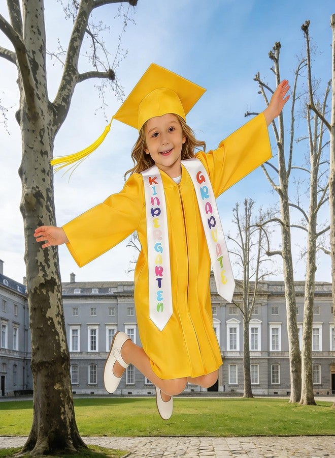 HAPNBCELE Kids Shiny Graduation Cap and Gown 6 Pcs Set Printed Style with 2026 2027 Tassel, CertificateKindergarten & Preschool Ceremony Gifts for Boys Girls (Yellow, 27) - Image 5