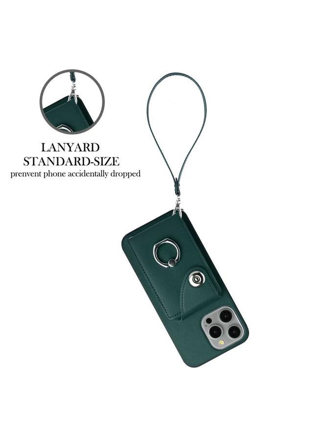 S-TOP Case For iPhone 13 Pro Organ Card Bag Ring Holder PU Phone Case with Lanyard - Image 3