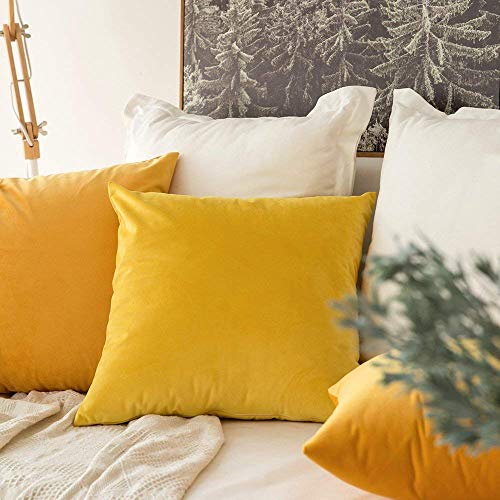 Khooti Velvet Cushion Cover, 30x30 | Orange Yellow | Pack of 1 | Solid Plain Soft & Smooth, Decorative Cushion Covers for Living Room, Bedroom, Couches, Chairs, Sofas, Beds & Home Decor - Image 4