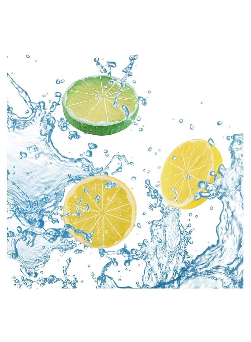 Highly realistic home party decorative model of artificial lemon slice fruit (20 yellow +10 green) - Image 2