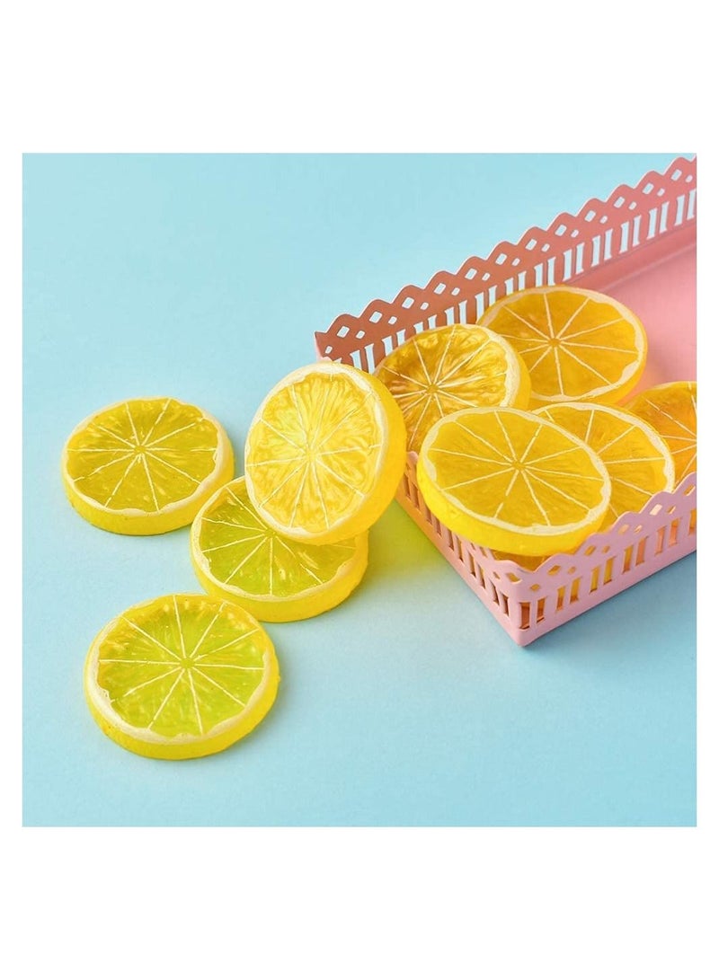 Highly realistic home party decorative model of artificial lemon slice fruit (20 yellow +10 green) - Image 4