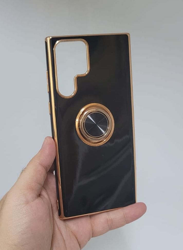 vesus Samsung Galaxy Note 22 Ultra case with 360 degree round ring and holder Black colour - Image 1