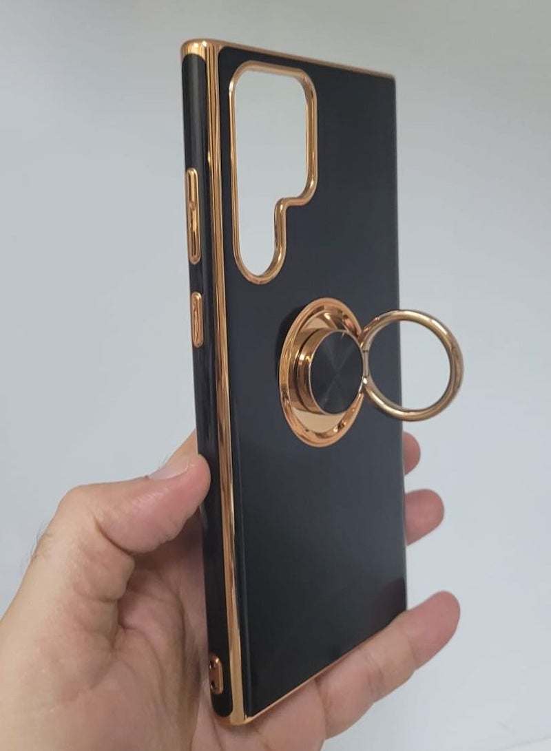 vesus Samsung Galaxy Note 22 Ultra case with 360 degree round ring and holder Black colour - Image 3