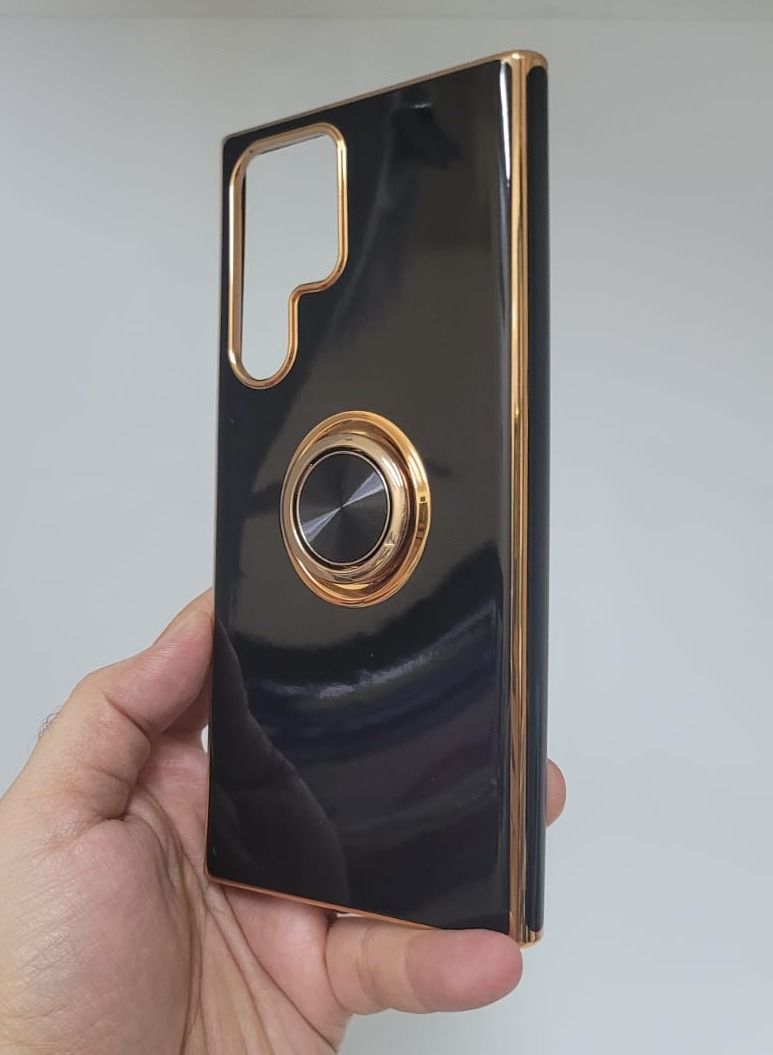 vesus Samsung Galaxy Note 22 Ultra case with 360 degree round ring and holder Black colour - Image 2