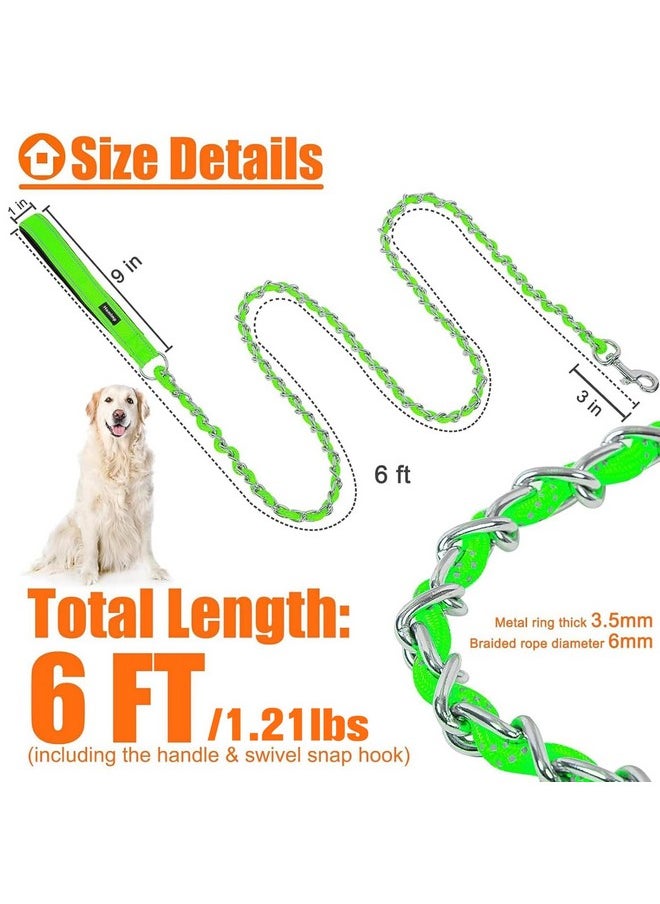 HOMIMP - HOMIMP Chew Proof Dog Leash for Medium Large Dogs, Reflective 6 FT Heavy Duty Metal Chain Dog Leashes with Soft Padded Handle, Anti Bite Durable Rope Leashes for Pitbull, Non Chewable - Image 1