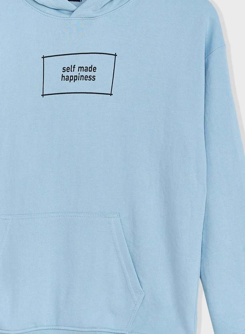 Ripples Boys Casual Printed Hoodie With Pocket