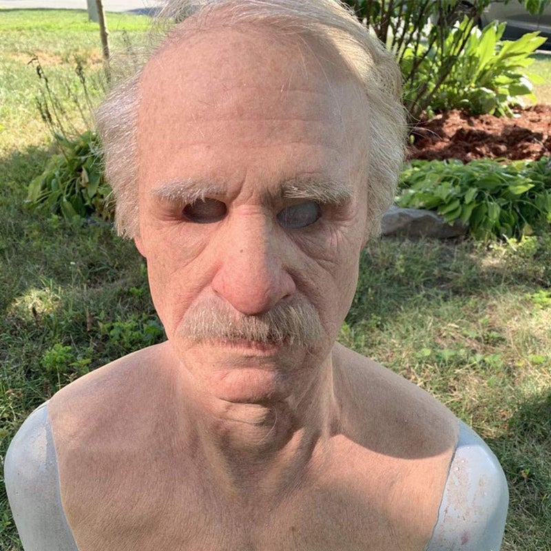 MOYEE Halloween Human Face Old Man Mask Scary Latex Full Head Masks for Men Women Halloween Chrismas Parties (A) - Image 5