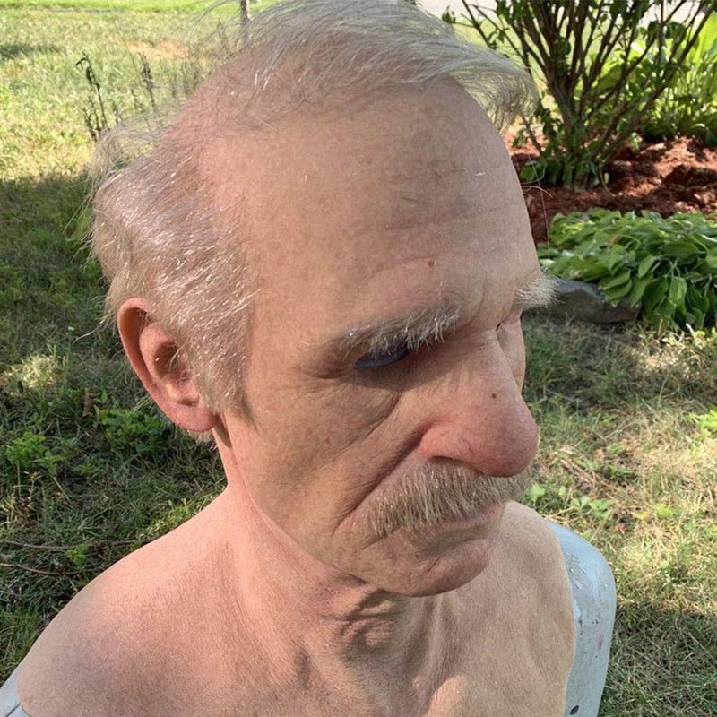 MOYEE Halloween Human Face Old Man Mask Scary Latex Full Head Masks for Men Women Halloween Chrismas Parties (A) - Image 4